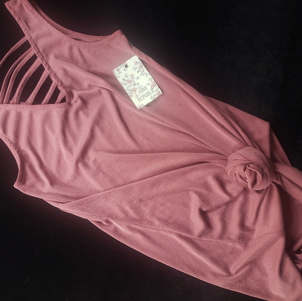 Dusty Rose Pink tunic with strappy detail